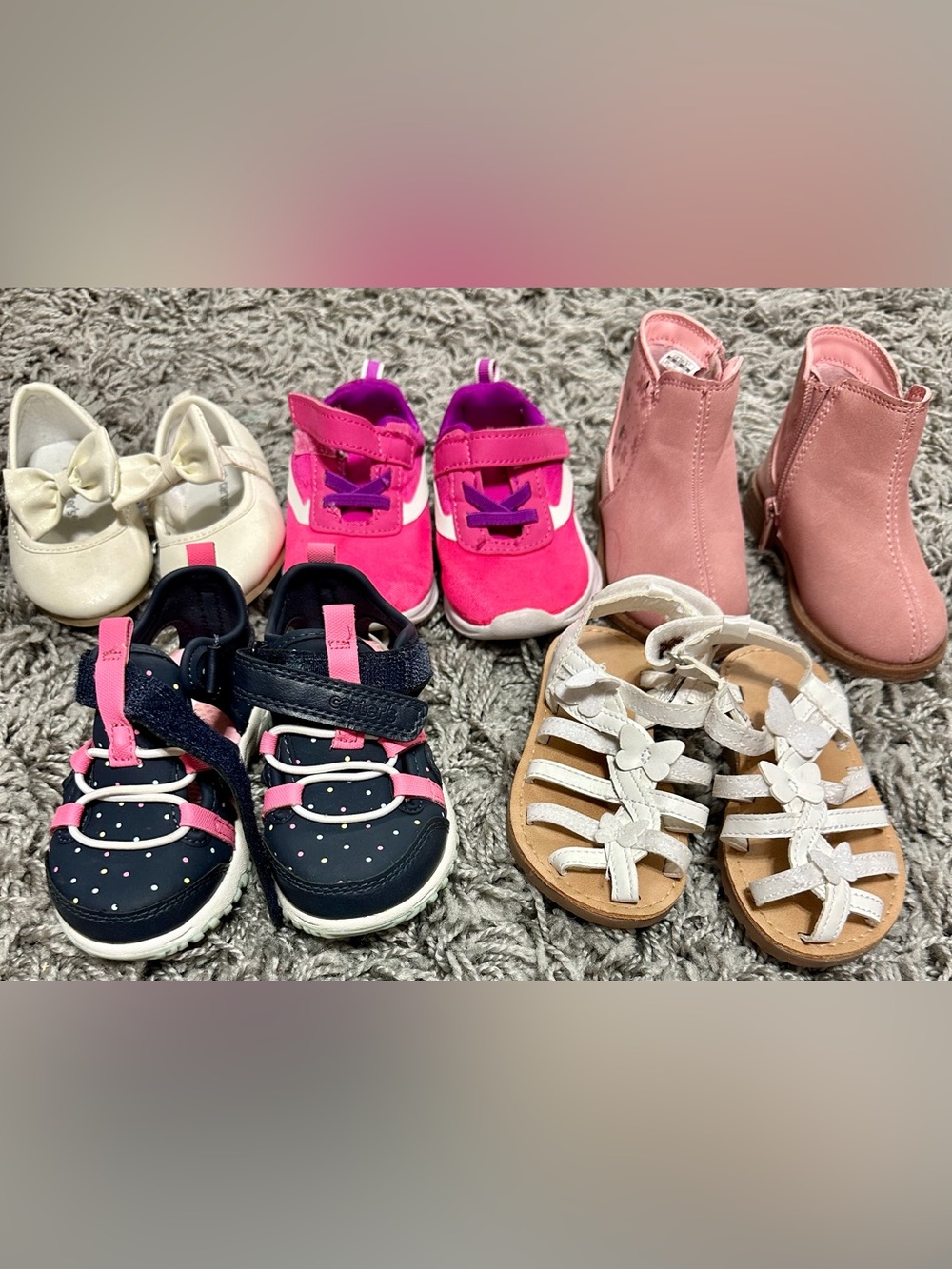 Toddler Navy and Pink Sport Sandals with Velcro Strap